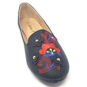 Women Embroidered Ballet Flats, B-2714-A, Black